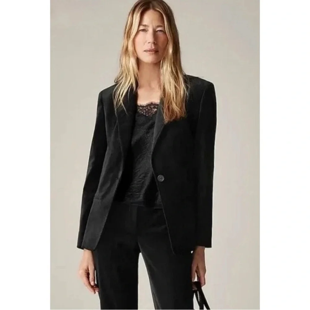NWT J.Crew Alexandra Blazer in Black Velvet Size 12P
